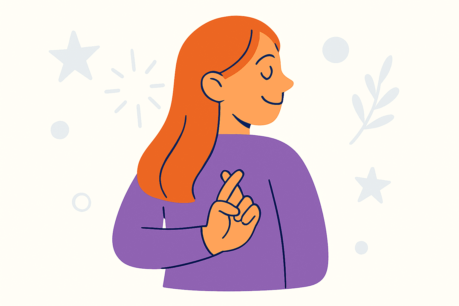 character crossing fingers