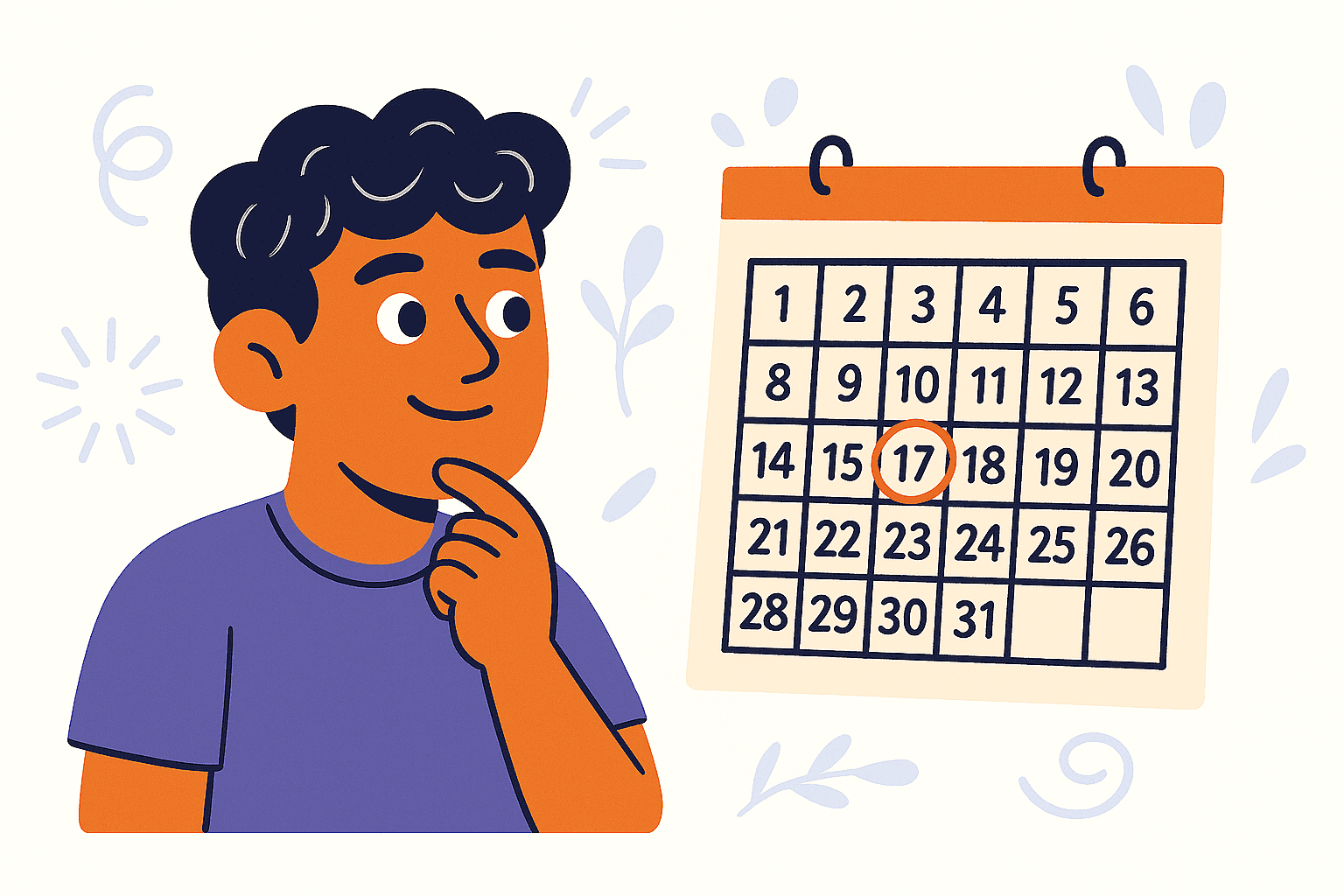 character looking at calendar