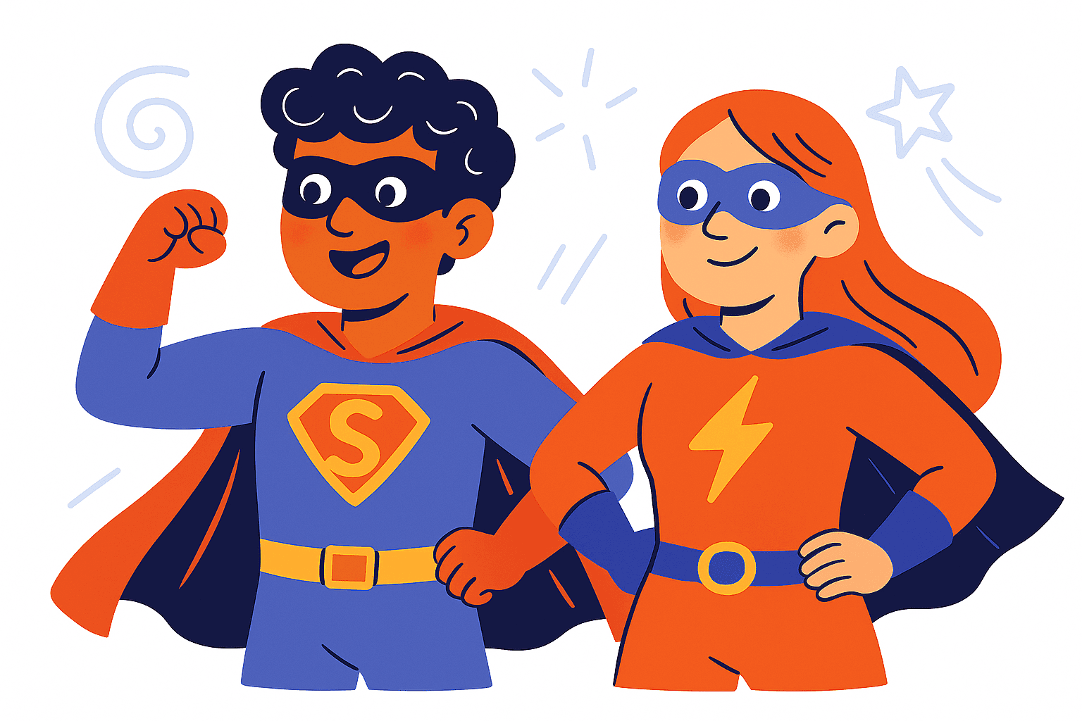 two characters as superheroes